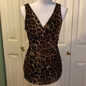 NWT! Express brand Leopard Print mesh top - size L